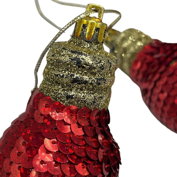 Lot of 8 Sequin Christmas Light Bulb Shape Ornament Colorful Shiny Festive Decor - Picture 6 of 10